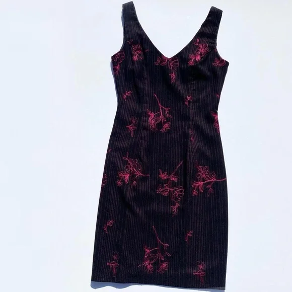 Vintage 90s B Darlin pinstripe embroidered dress Women's Size 3/4 Goth Emo  Punk